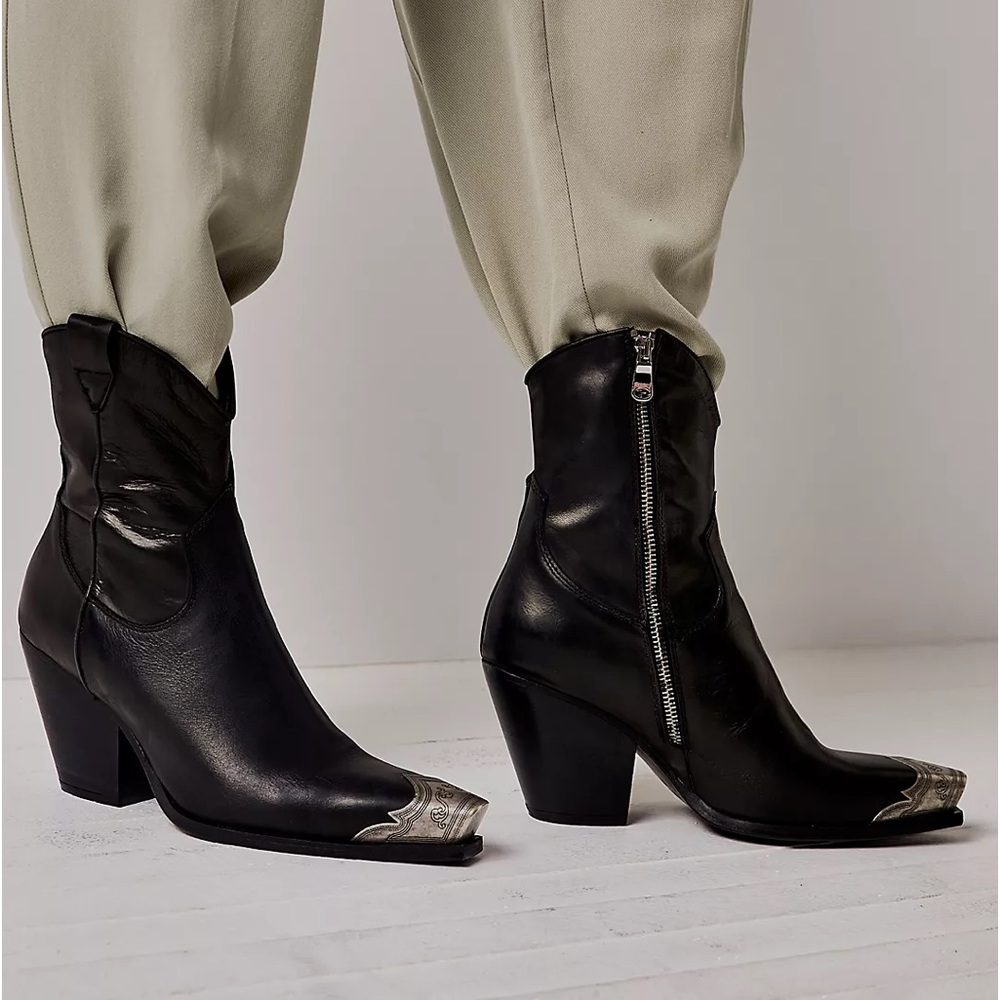 Free People Brayden Western Boot Black EU 39.5 (US Women's 9.5) M